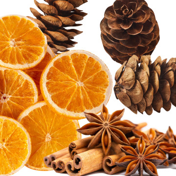 Vianočný mix na zdobenie (pomaranč, škorica, badian, šišky)