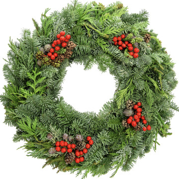 VIANOČNÝ VENIEC FELIZ NAVIDAD (veniec zo živej čačiny)